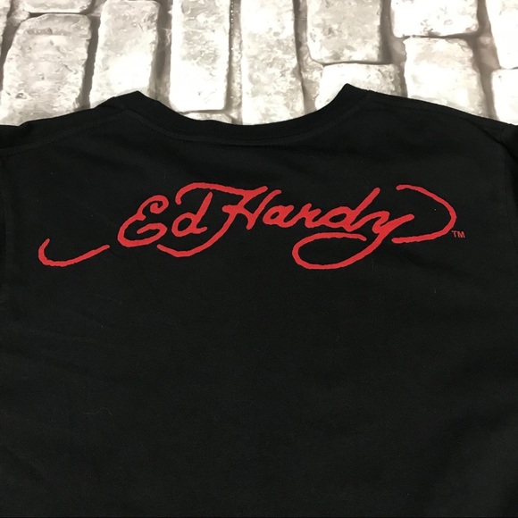 Black Ed Hardy Long Sleeve Tee NWT Death Or Glory - Picture 5 of 5